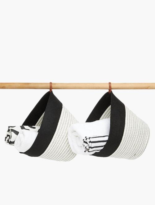 Sixth Floor Combo Hanging Basket Set Of 2-White & Black