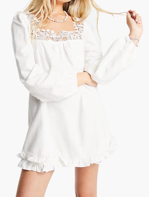 Skylar Rose Off White Lace Smock Dress