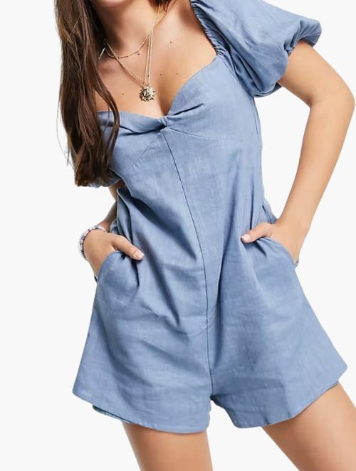 Skylar Rose Blue Sweetheart Neckline Backless Playsuit