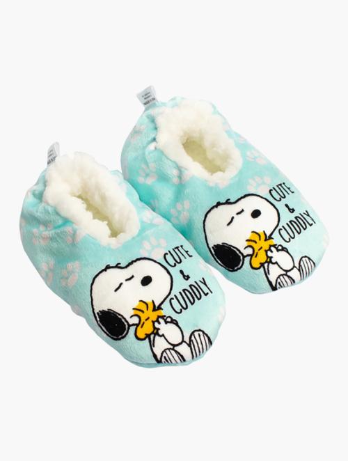 Snoopy Girls Blue Graphic Sherper Slippers