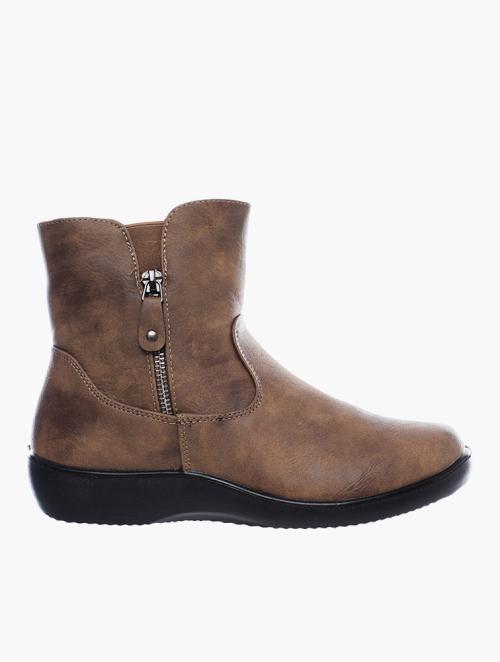 Soft Style Taupe Yule Zip Up Ankle Boots