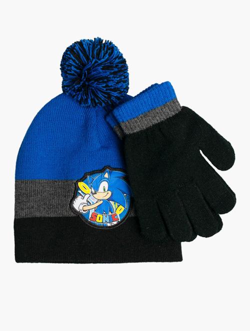 Sonic Blue Multi Sonic Knitted Beanie & Glove Set