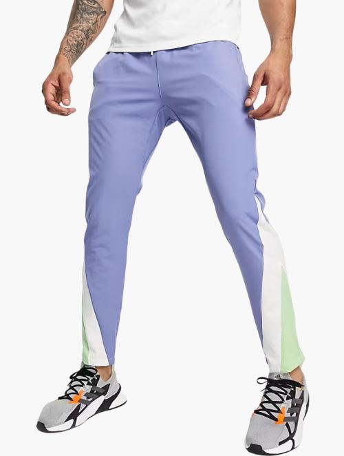 South Beach Blue Panelled Polyester Joggers