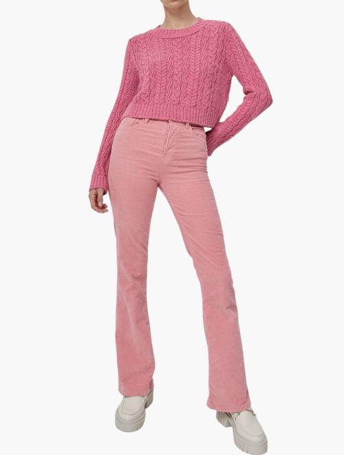 Stradivarius Pink Ribbed Long Sleeve Pullover