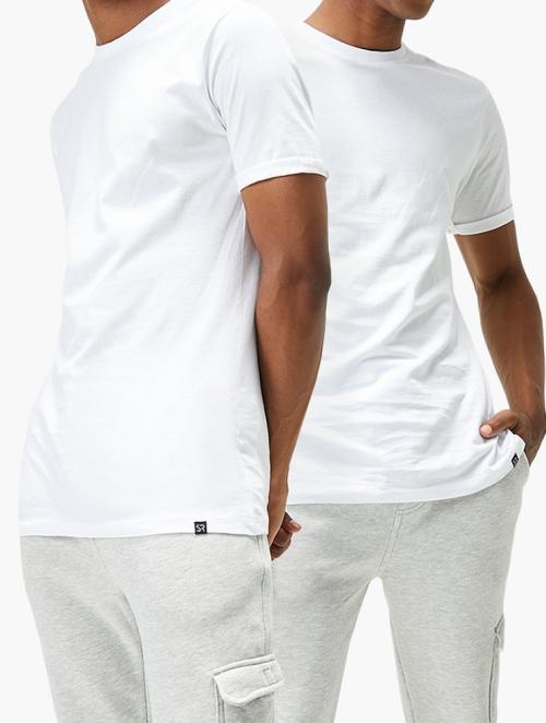 Style Republic 2-Pack Crew Neck Roll Sleeve Tee - White