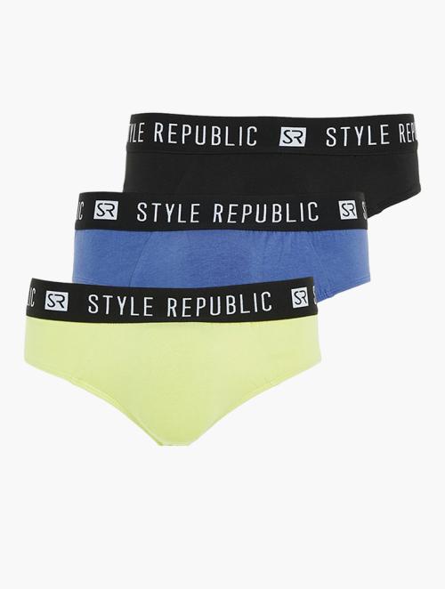 Style Republic 3 Pack Classic Briefs - Black/Blue/Yellow