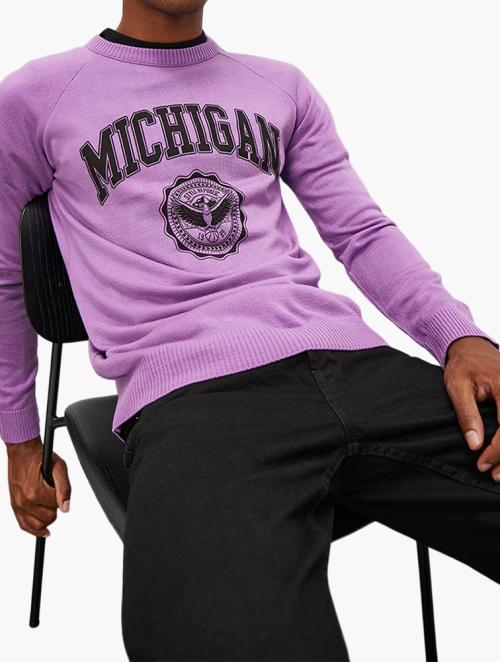 Style Republic Regular Fit Graphic Knitwear Crew Neck - Lilac