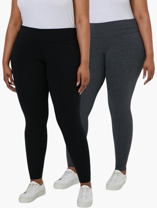 Superbalist Label 2 Pack Outsize Leggings - Black & Charcoal