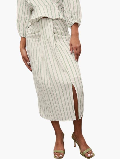 Superbalist Label Sarong Midi Skirt - Green Stripe