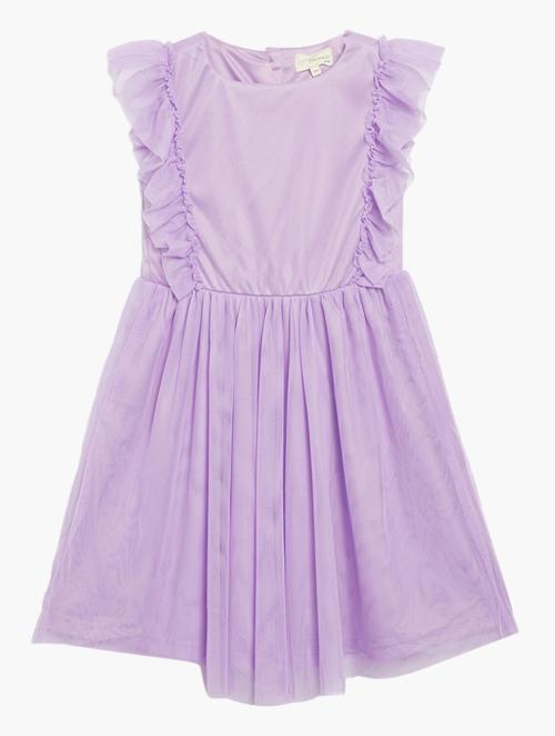 Superbalist Label Tulle Dress With Frill - Purple Rose
