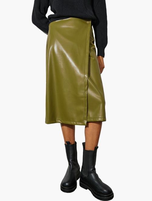 Superbalist Label Pu Wrap Midi Skirt - Olive