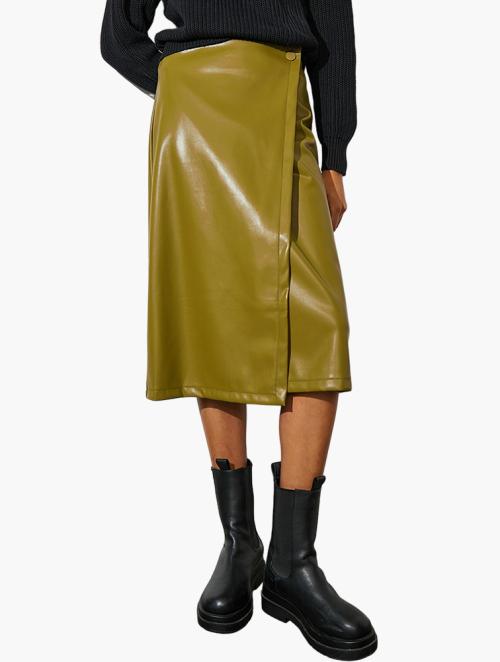 Superbalist Label Pu Wrap Midi Skirt - Olive