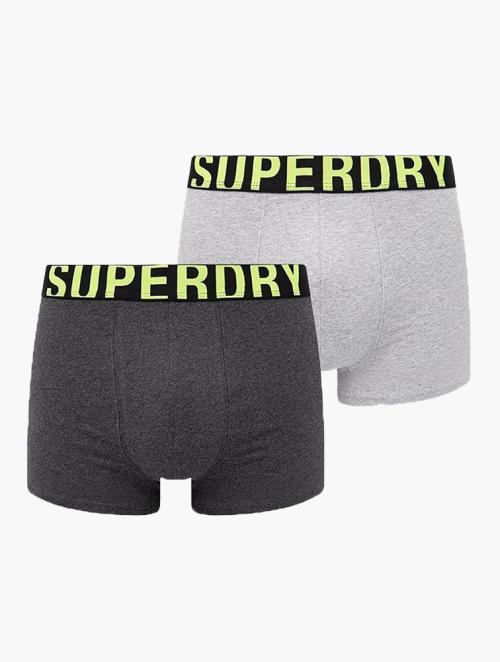 Superdry Charcoal Grey & Fluro Boxer Dual Logo 2 Pack