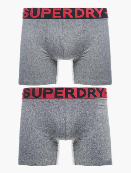 Superdry Grey and Red Cotton Boxer Briefs