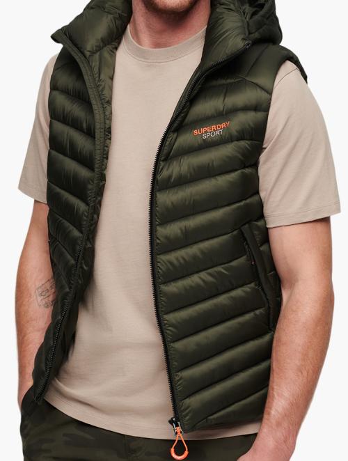 Superdry Army Khaki Hooded Fuji Padded Quilt