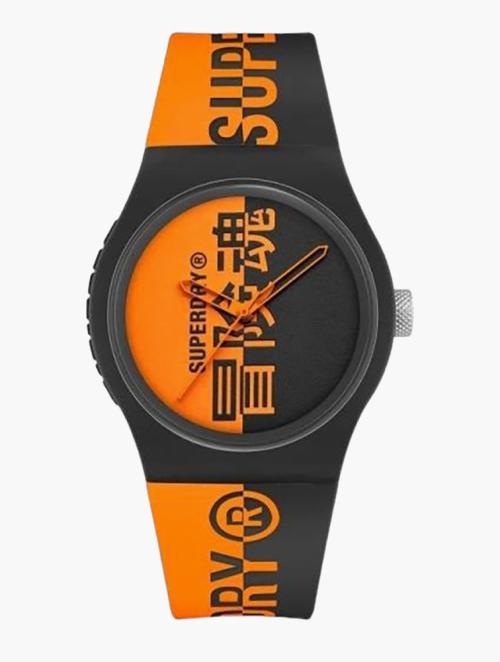 Superdry Orange & Black Round Watch