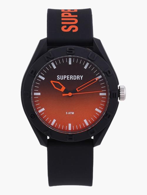 Superdry Black & Orange Silicone Osaka Laser Watch