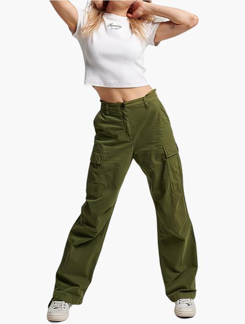 Superdry Soft Moss Green Vintage Low Rise Cargo Trousers