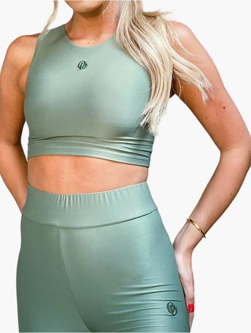 The O Dolls Collection Green Embroidered Logo Sleeveless Top