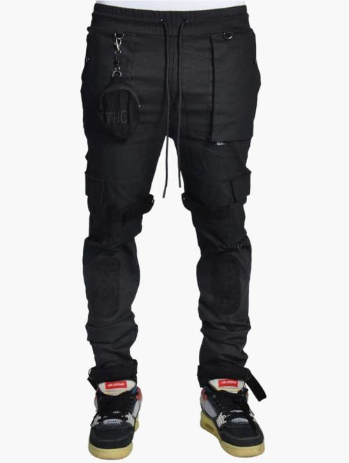 The Hideout Clothing Black New Sphere Pouch Strap Cargo Pants Joggers