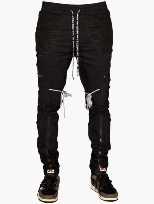 The Hideout Clothing Black Blossom Cargo Joggers Pants