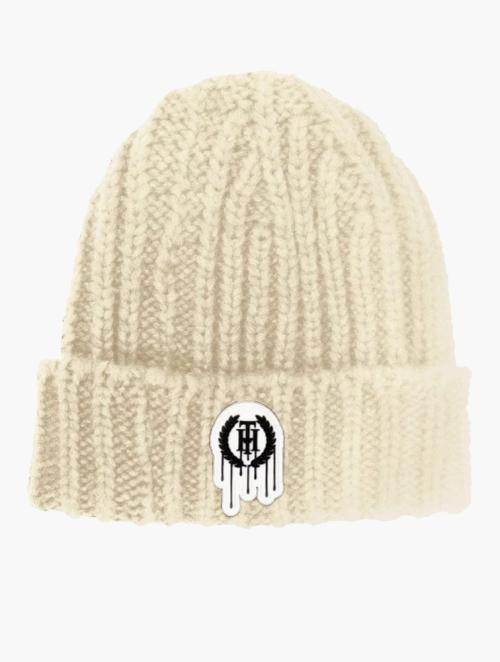 The Hideout Clothing Neutral Dripping Essentials 3D Plastic Ribbed Crochet Beanie