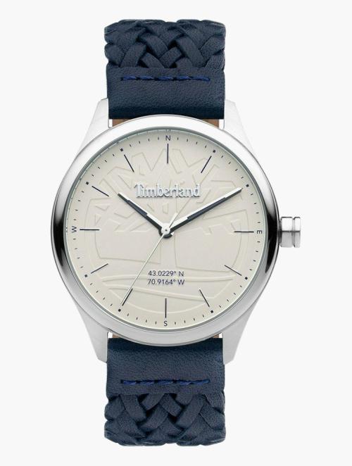 Timberland Blue & White Stainless Steel Leather Watch