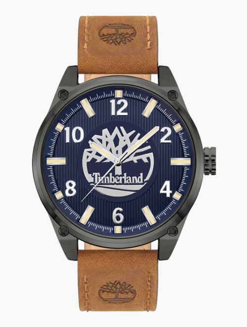 Timberland Brown & Navy Blue Leather Strap Watch