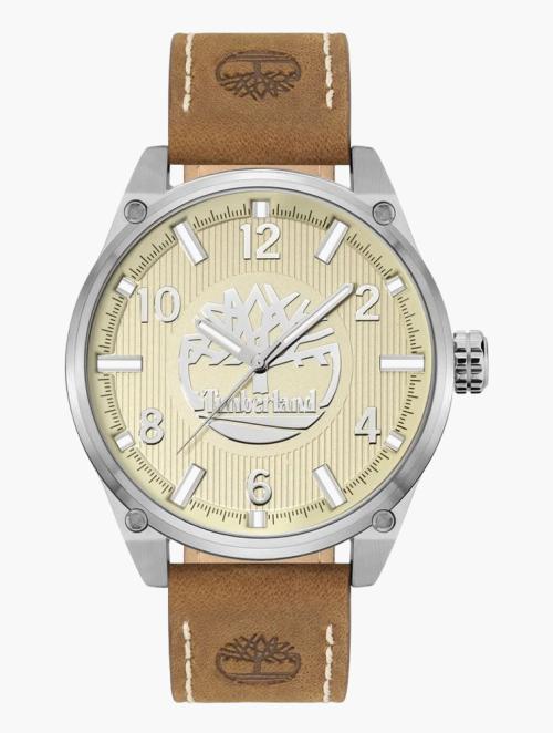 Timberland Brown & Beige Analog Leather Strap Watch