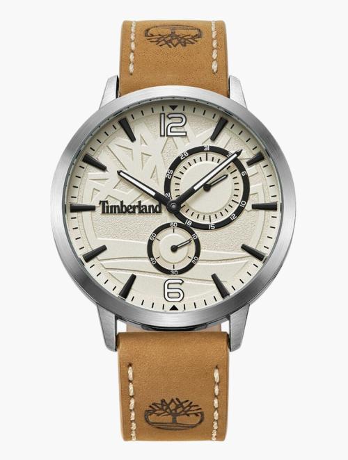 Timberland Brown & Beige Analog Leather Strap Watch