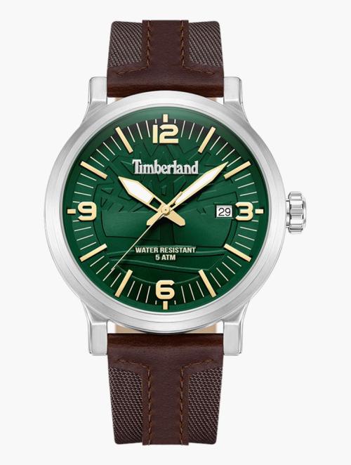Timberland Brown & Green Westerley Leather Strap Watch