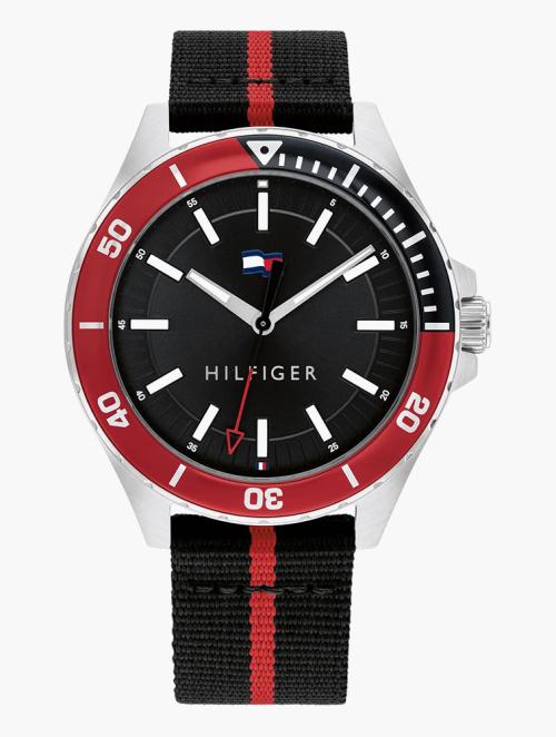 Tommy Hilfiger Black & Red Nylon Watch