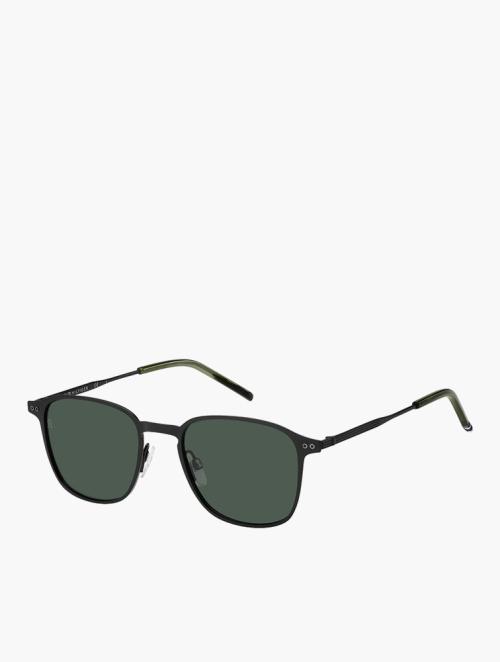 Tommy Hilfiger Green & Matte Black Rectangular Sunglasses