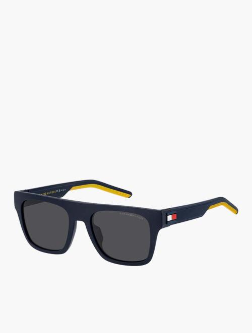 Tommy Hilfiger Matte Blue Yellow Rectangular Flat Top Sporty Sunglasses