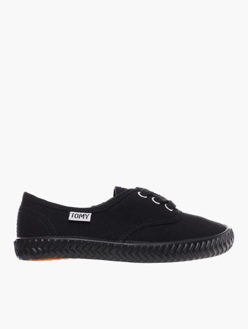 Tomy Takkies Black Canvas Lace-Up Sneakers
