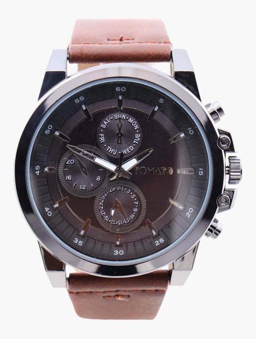 Tomato Brown Round Gun Dial  Watch