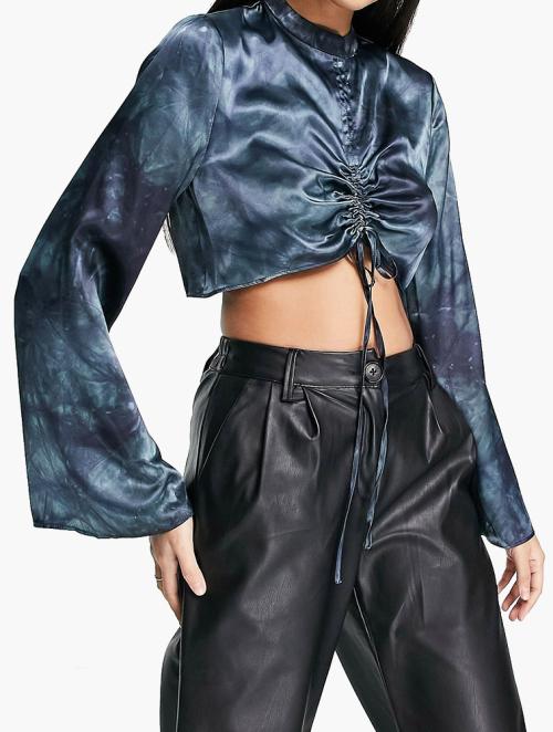 Buy Topshop women petite faux leather split flare pants black Online
