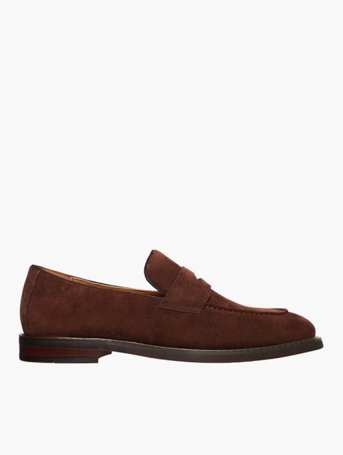 Tread + Miller Chocolate Smart Casual Suede Penny Moccasins