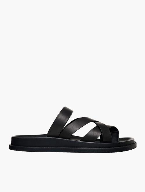 Tread + Miller Black Leather Strappy Sandals