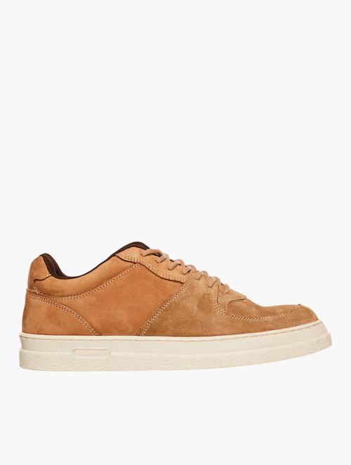 Tread + Miller Tan Leather Suede Combo Lace Up Sneakers