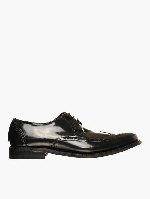 Tread + Miller Black Brogue Wing Cap Lace Up Formal Shoes