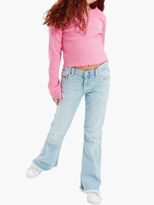 Trendyol Cropped Long Sleeve Blouse - Pink