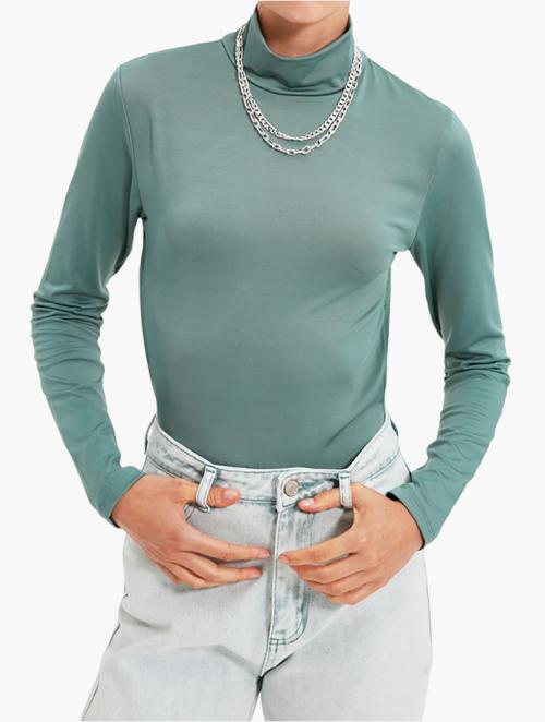 Trendyol Neck Snap Low Back Knit Bodysuit - Mint