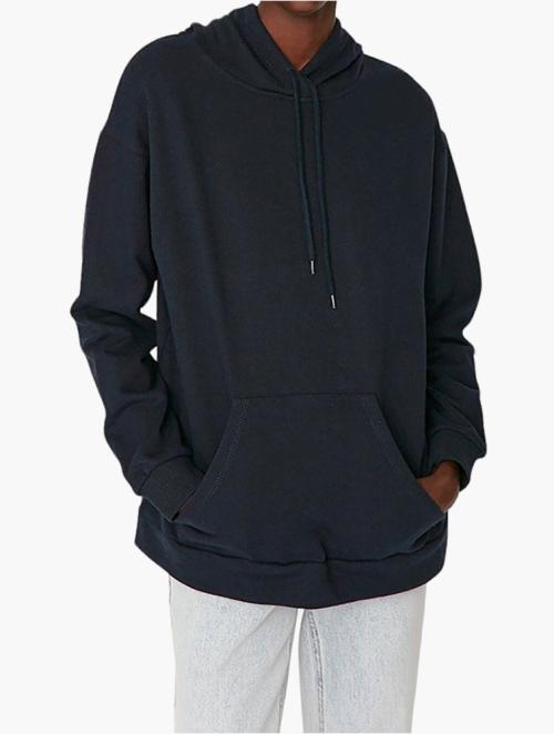 Trendyol Hooded Boyfriend Knit Sweatshirt - Navy