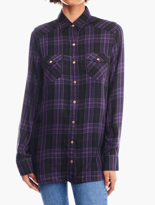 True Religion Purple Check Shirt