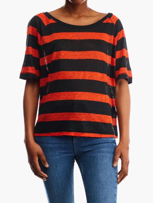 True Religion Black & Red Striped Top