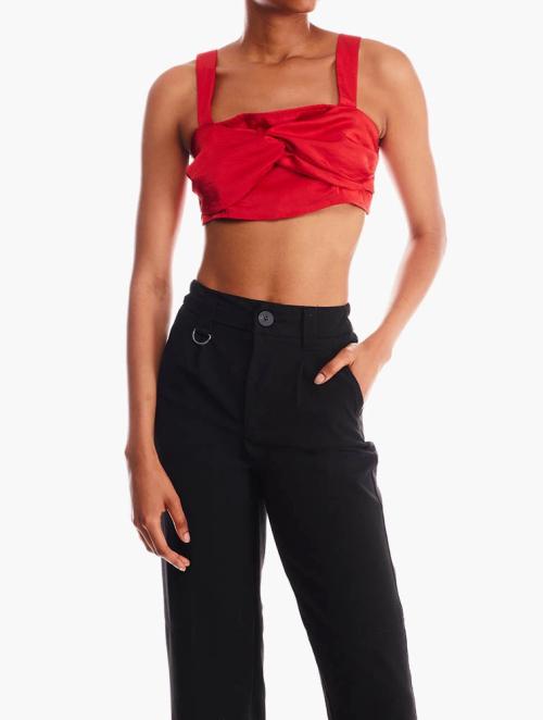 UNIQUE21 Red Twist Front Crop Top