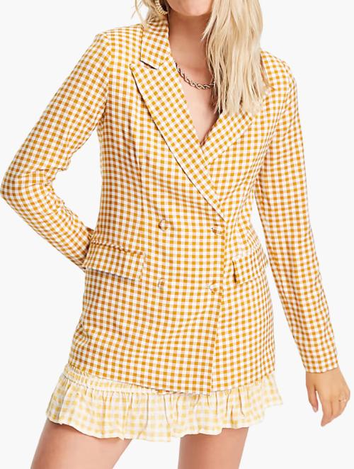 UNIQUE21 Beige Tall Check Peak Blazer