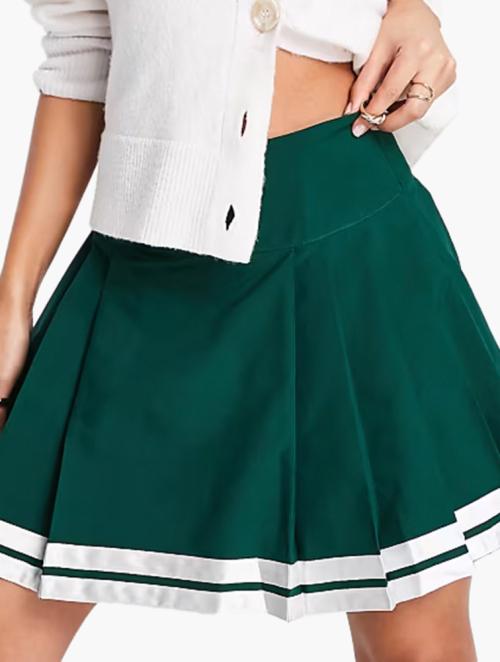 UNIQUE21 Forest Green Pleated Tennis Skirt