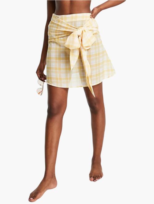 UNIQUE21 Green Tie Front Mini Beach Skirt
